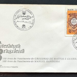 Envelope FDC 406 1986 Dia do Livro Literatura Manuel Bandeira CBC PE 01