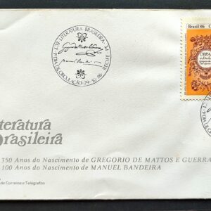 Envelope FDC 406 1986 Dia do Livro Literatura Manuel Bandeira CBC PE 02