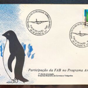 Envelope FDC 417 1987 FAB Antartica Antartida Bandeira Aviao Pinguim CBC RJ 2