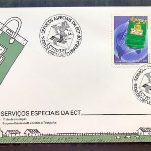 Envelope FDC 418 1987 FAB Servico Postal Carta Malote Comunicacao CBC BSB 2
