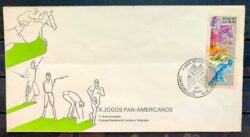 Envelope FDC 420 1987 Jogos Pan Americanos Cavalo Esgrima Tiro Natacao CBC RJ 1