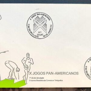 Envelope FDC 420 1987 Jogos Pan Americanos Cavalo Esgrima Tiro Natacao CBC RJ 2