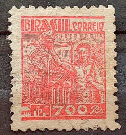 Selo Regular Cod RHM 362 Netinha Siderurgia 700 Reis Filigrana P 1941 Circulado 2