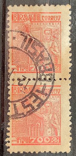 Selo Regular Cod RHM 362 Netinha Siderurgia 700 Reis Filigrana P 1941 Circulado 3