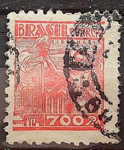 Selo Regular Cod RHM 362A Netinha Siderurgia 700 Reis Filigrana P 1941 Circulado 1