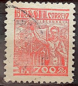 Selo Regular Cod RHM 362A Netinha Siderurgia 700 Reis Filigrana P 1941 Circulado 10