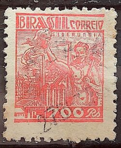 Selo Regular Cod RHM 362A Netinha Siderurgia 700 Reis Filigrana P 1941 Circulado 11