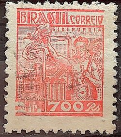 Selo Regular Cod RHM 362A Netinha Siderurgia 700 Reis Filigrana P 1941 Circulado 13