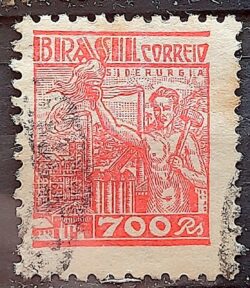 Selo Regular Cod RHM 362A Netinha Siderurgia 700 Reis Filigrana P 1941 Circulado 15