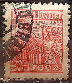 Selo Regular Cod RHM 362A Netinha Siderurgia 700 Reis Filigrana P 1941 Circulado 6