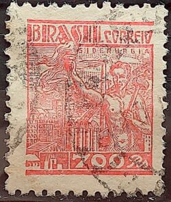 Selo Regular Cod RHM 362A Netinha Siderurgia 700 Reis Filigrana P 1941 Circulado 7