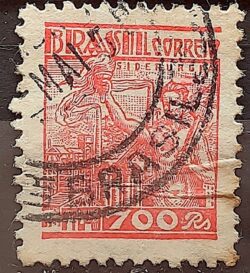 Selo Regular Cod RHM 362A Netinha Siderurgia 700 Reis Filigrana P 1941 Circulado 8