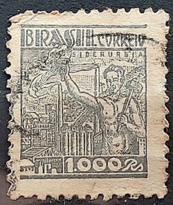 Selo Regular Cod RHM 363A Netinha Siderurgia 1000 Reis Filigrana P 1941 Circulado 1