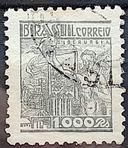 Selo Regular Cod RHM 363A Netinha Siderurgia 1000 Reis Filigrana P 1941 Circulado 10