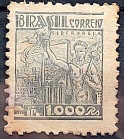 Selo Regular Cod RHM 363A Netinha Siderurgia 1000 Reis Filigrana P 1941 Circulado 12