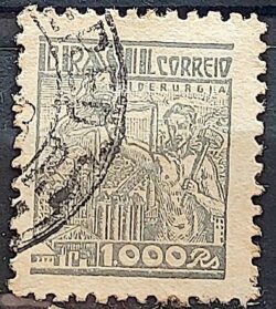 Selo Regular Cod RHM 363A Netinha Siderurgia 1000 Reis Filigrana P 1941 Circulado 4