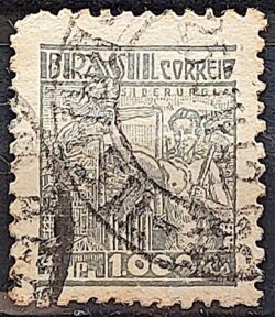 Selo Regular Cod RHM 363A Netinha Siderurgia 1000 Reis Filigrana P 1941 Circulado 6