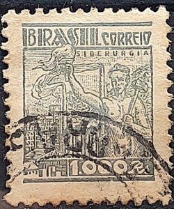 Selo Regular Cod RHM 363A Netinha Siderurgia 1000 Reis Filigrana P 1941 Circulado 7