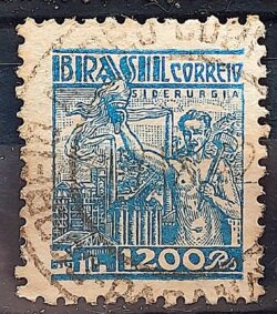 Selo Regular Cod RHM 364 Netinha Siderurgia 1200 Reis Filigrana P 1941 Circulado 1