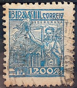 Selo Regular Cod RHM 364 Netinha Siderurgia 1200 Reis Filigrana P 1941 Circulado 2