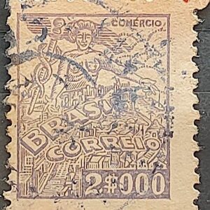 Selo Regular Cod RHM 365A Netinha Comercio 2000 Reis Filigrana P 1941 Circulado 2