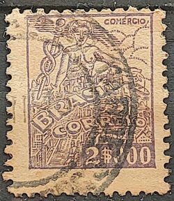 Selo Regular Cod RHM 365A Netinha Comercio 2000 Reis Filigrana P 1941 Circulado 4
