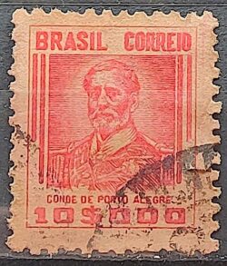 Selo Regular Cod RHM 367 Netinha Conde de Porto Alegre 10000 Reis Filigrana P 1941 Circulado 1