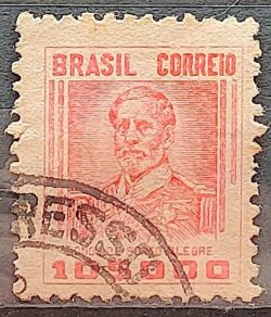 Selo Regular Cod RHM 367A Netinha Conde de Porto Alegre 10000 Reis Filigrana P 1941 Circulado 2