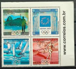 C 2574 Selo Olimpiadas de Atenas Grecia Vela Atletismo 2004 Serie Completa Vinheta Site