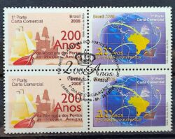 C 2723 Selo Abertura dos Portos as Nacoes Amigas Navio Mapa 2008 Quadra CBC BA Serie Completa