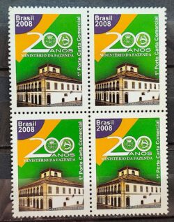 C 2757 Selo 200 Anos Ministerio da Fazenda Economia 2008 Quadra