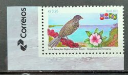 C 3985 Selo Relacoes Diplomaticas Brasil Republica Dominicana Ave Passaro Bandeira Flor 2021 Vinheta Correios