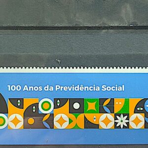 C 4086 Selo Previdencia Social Economia Trem Bandeira Flor Trabalho 2023 Com Vinheta