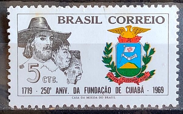 C 632 Selo Aniversario de Cuiaba Mato Grosso Brasao 1969 CLM