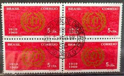 C 636 Selo Cinquentenario da Organizacao Internacional do Trabalho OIT Economia 1969 Quadra CPD SP