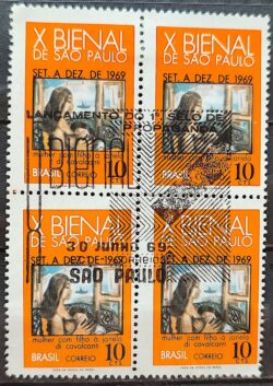 C 638 Selo Bienal de Sao Paulo Arte Di Cavalcanti 1969 Quadra CBC SP 1