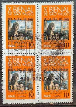 C 638 Selo Bienal de Sao Paulo Arte Di Cavalcanti 1969 Quadra CBC SP 2