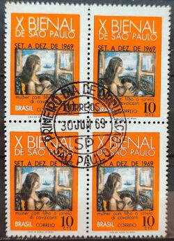 C 638 Selo Bienal de Sao Paulo Arte Di Cavalcanti 1969 Quadra CPD SP