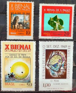 C 638 Selo Bienal de Sao Paulo Arte Di Cavalcanti Danilo Di Prete 1969 Serie Completa