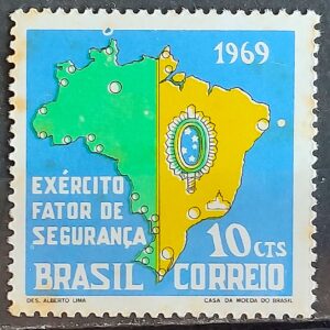 C 644 Selo Exercito Brasileiro Militar Mapa Brasao 1969 3