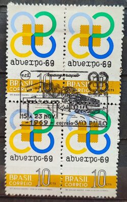 C 655 Selo Exposicao Filatelica Abuexpo Servico Postal 1969 Quadra CBC SP