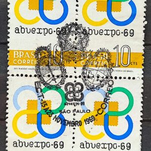 C 655 Selo Exposicao Filatelica Abuexpo Servico Postal 1969 Quadra CBC SP Brasao