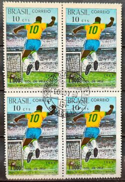 C 658 Selo Milesimo Gol de Pele Futebol 1969 Quadra CPD Brasilia