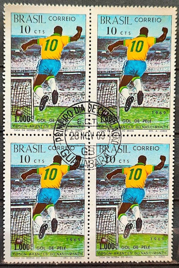 C 658 Selo Milesimo Gol de Pele Futebol 1969 Quadra CPD Guanabara