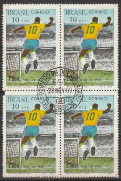 C 658 Selo Milesimo Gol de Pele Futebol 1969 Quadra CPD Guanabara