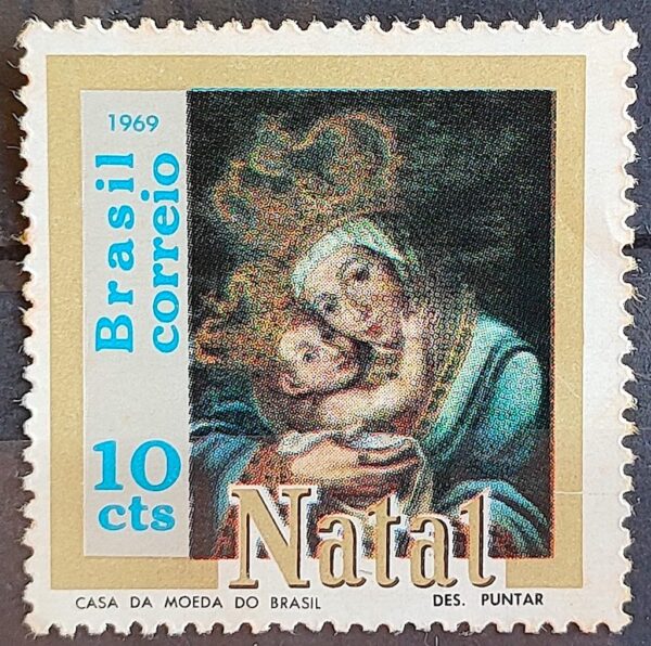 C 659 Selo de Natal Religiao Arte 1969 MH