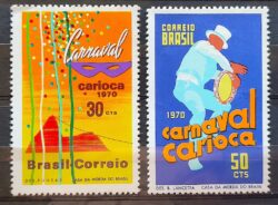 C 665 Selo Carnaval Carioca Festa Musica 1970 Serie Completa 3