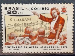 C 667 Selo Centenario Opera O Guarani Carlos Gomes Musica 1970 MH 3