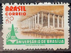 C 669 Selo Aniversario de Brasilia Itamaraty Diplomacia 1970 MH