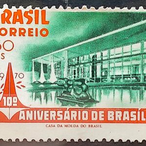C 670 Selo Aniversario de Brasilia Palacio do Planalto 1970 Variedade Picote Deslocado